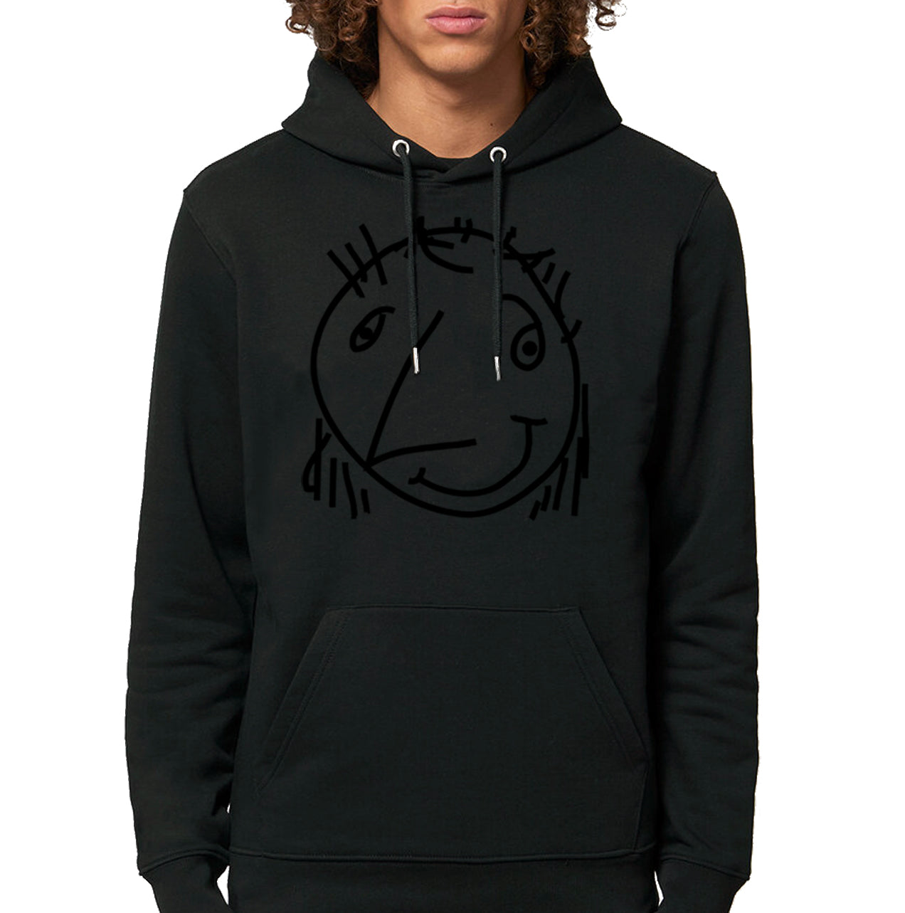 Hoodie - Tryck Gubben i svart (Antracit)