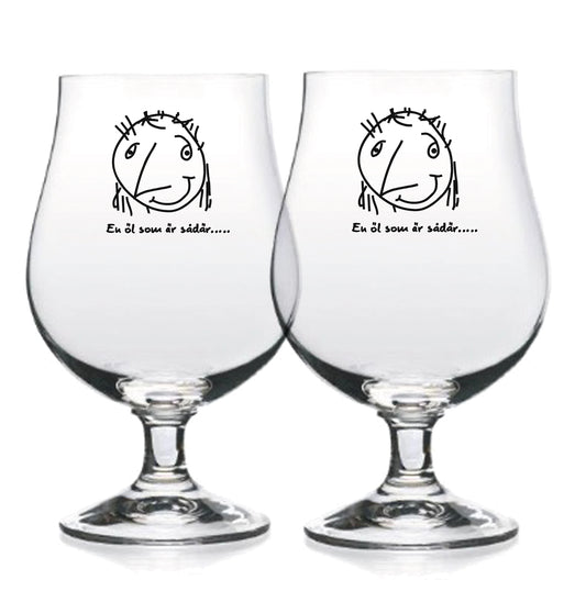 2-pack ölglas med gubbe och signatur